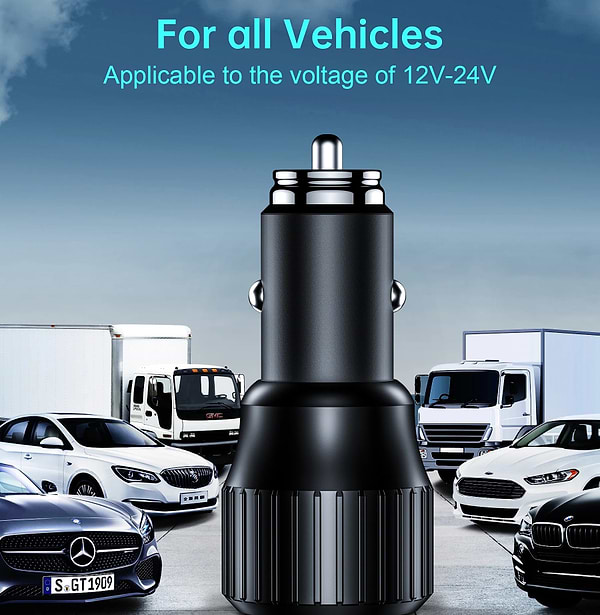 Фото - Автомобільний зарядний пристрій Choetech 1USB Type C 63W 1USB 18W PD3.0 QC3.0 Black (TC0010)