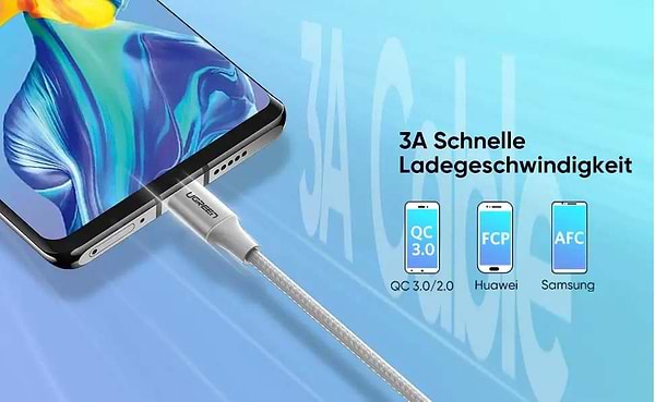 Фото - Кабель синхронізації даних UGREEN USB 2.0 AM-Type-C M 3m US288 (60409)
