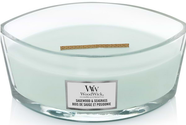 Фото - Свічка скло Woodwick Ellipse Sagewood & Seagrass (Полин та Морська трава) 453г (1728630E)