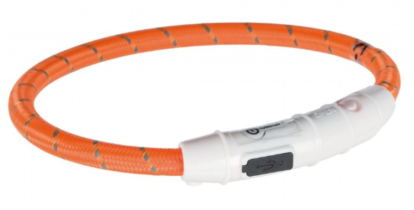 Ошейник LED для собак Trixie Flash Light Ring USB оранжевый размер XS-S 35 см/7 мм (4053032127036)
