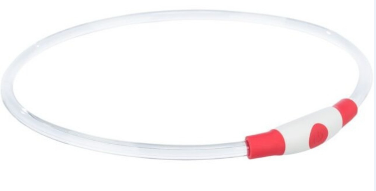 Ошейник LED для собак Trixie Flash Light Ring USB красный размер L–XL 65 см/8 мм (4057589126634)