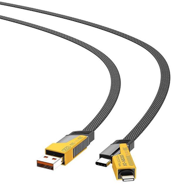 Фото - Кабель синхронізації даних XO Braided Flat Type-C/USB-A to TYPE-C/Lightning 4-in-1 60W 1m (NB283_4-in-1_Black)