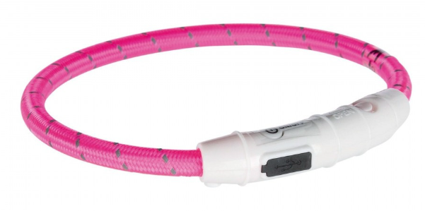 Ошейник LED для собак Trixie Flash Light Ring USB розовый размер XS-S 35 см/7 мм (4053032127067)