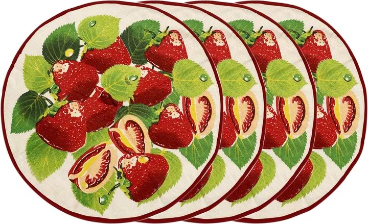 Набір рушників Zastelli круглі з принтом Ягоди діаметр для кухні 60 см 4 шт. Різнокольорові (21193)