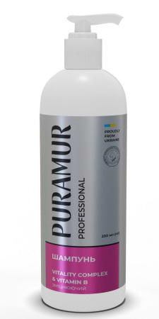 Шампунь для собак та кішок PURAMUR Vitality Complex with Vitamin B зміцнюючий 200 мл (4823082432974)