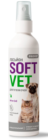 Лосьйон для котів і собак ProVET SOFTVET для гігієни очей 300 мл (4823082440177)