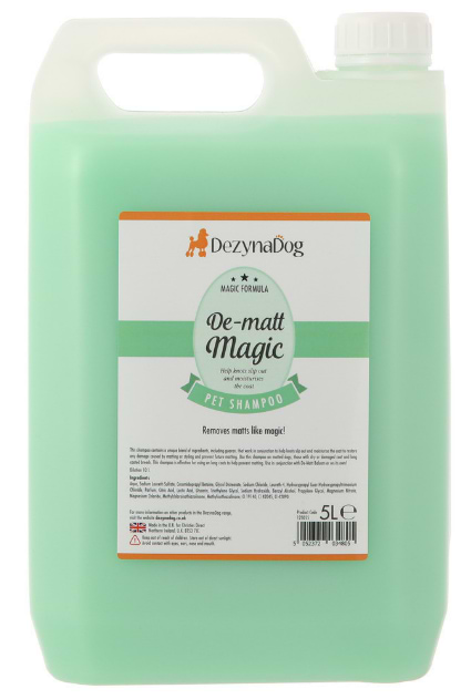 Шампунь для собак Dezynadog De-Matt Magic для сухої пошкодженої шерсті від ковтунів та спутаного волосся 5 л (5052372034805)