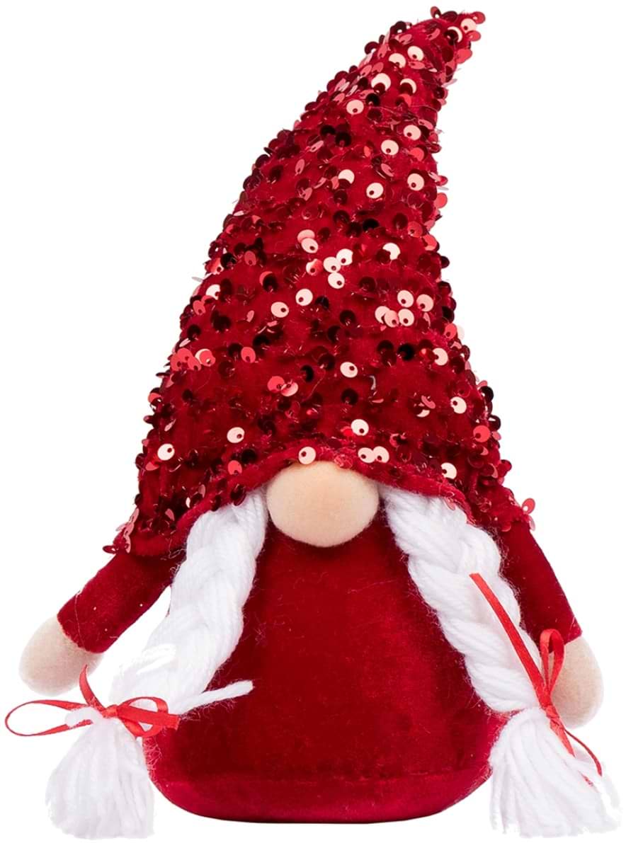 Декор New Year Гном Novogod'ko «Гном Девочка», красная пайетка, 29 см, LED (973921)