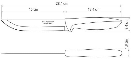 Фото - Ніж для м'яса Tramontina Plenus Light Grey 152 мм (23423/136)