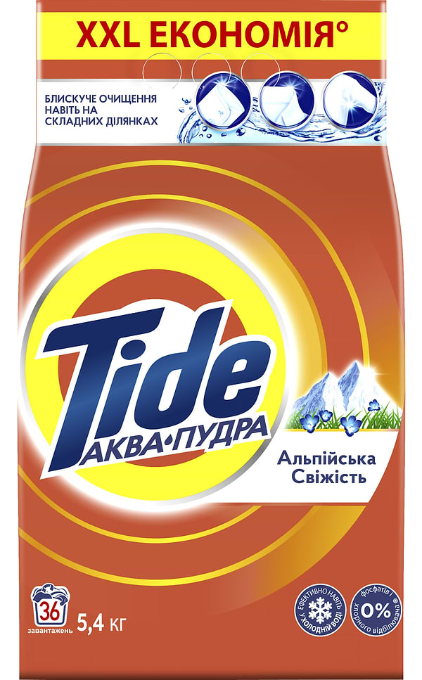 Фото - Пральний порошок Tide Аква-Пудра Альпійська Свіжість авт. 5,4кг