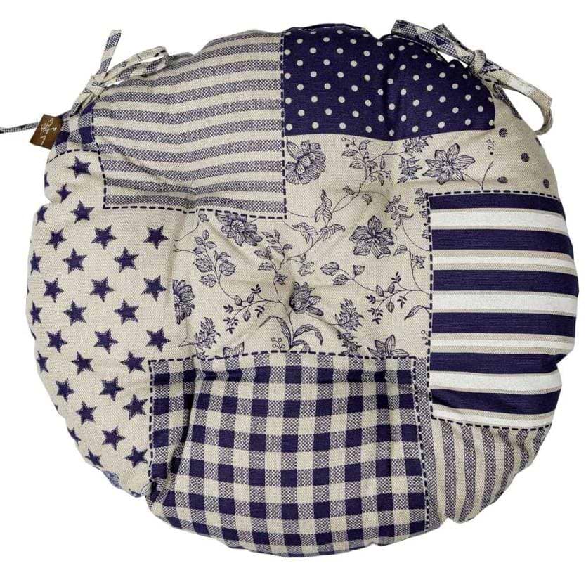 Подушка для стільця Прованс Печворк синій D40 см (031614)