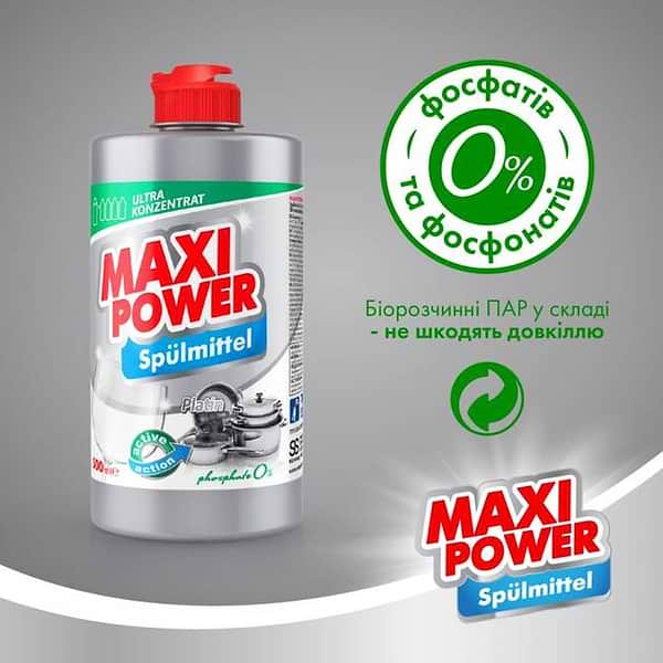 Фото - Средство для ручного мытья посуды Maxi Power Платинум 500 мл (4823098411949)