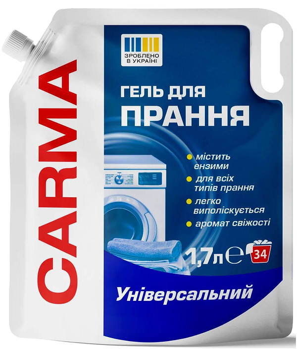Фото - Гель для прання Carma дой-пак 1,7 л Універсальний (4820204702229)