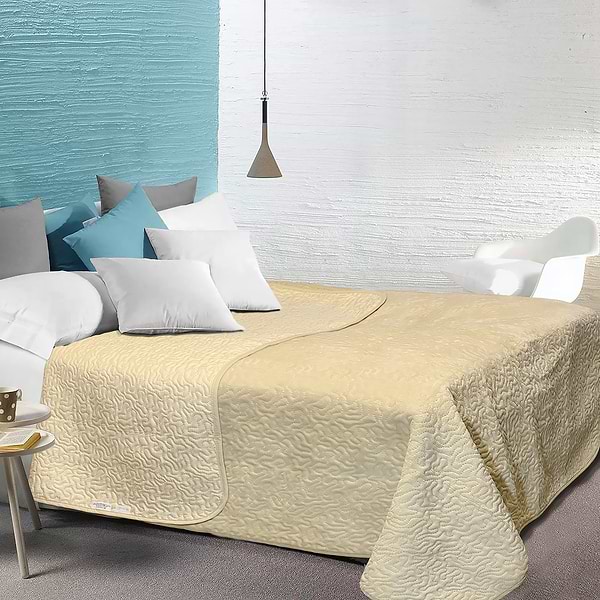 Фото - Покрывало полуторное Zastelli флисовое двустороннее Дюна Золотой песок cream/волна 140х205 см (20284)