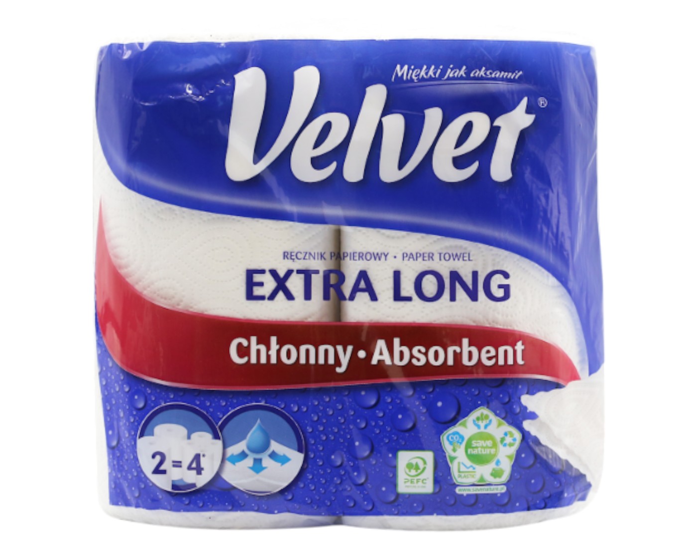 Салфетки бумажные Velvet Extra Long 2 рулона 2 слоя (VPTEL22)