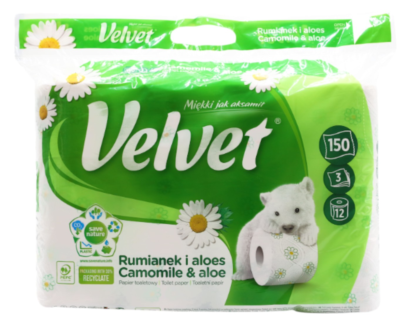 Туалетная бумага Velvet Camomile 12 рулонов 3 слоя (VTPC123)