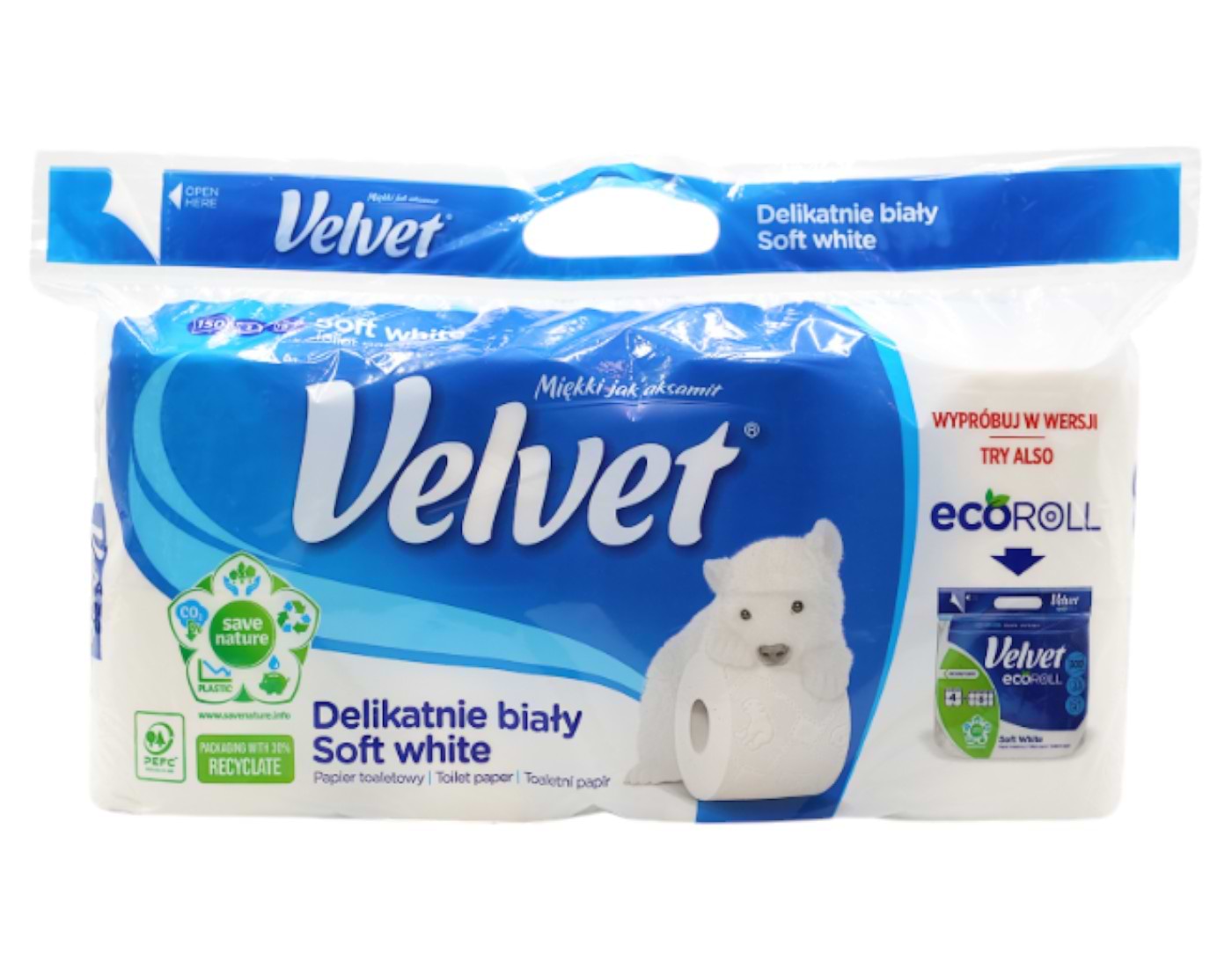 Туалетная бумага Velvet Soft White 8 рулонов 3 слоя (VTPSW83)