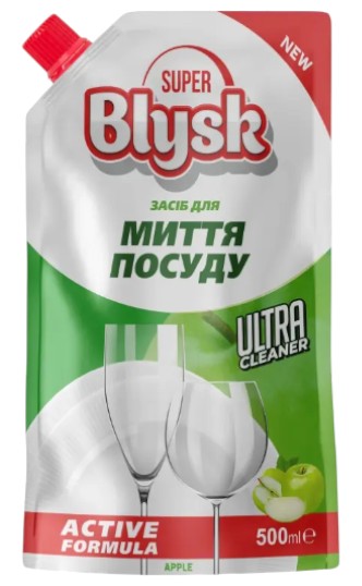 Фото - Засіб для ручного миття посуду Super Blysk Apple 0,5 л дой-пак (SB51318)