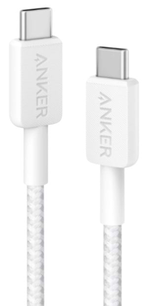 Кабель синхронізації даних Anker 322 USB-C to USB-C - 0.9m Nylon White (A81F5H21) - Фото 1