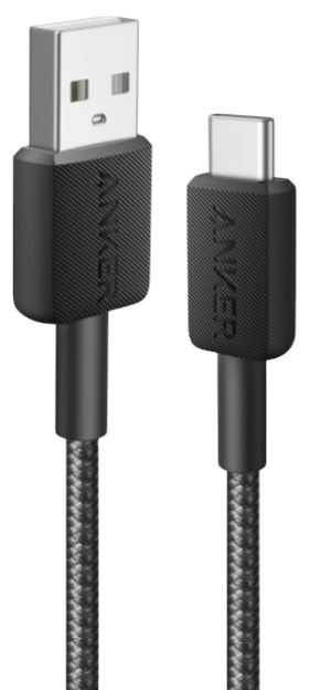 Кабель синхронизации данных Anker 322 USB-A to USB-C - 0.9m Nylon Black (A81H5G11) - Фото 1