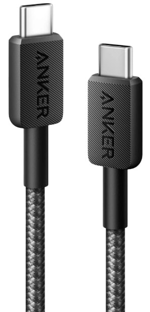 Кабель синхронізації даних Anker 322 USB-C to USB-C - 1.8m Nylon Black (A81F6G11) - Фото 1