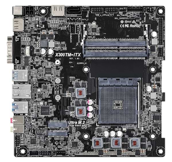 Фото - Материнська плата ASRock  sAM4/X300/DDR4/miniITX Bulk (X300TM-ITX)