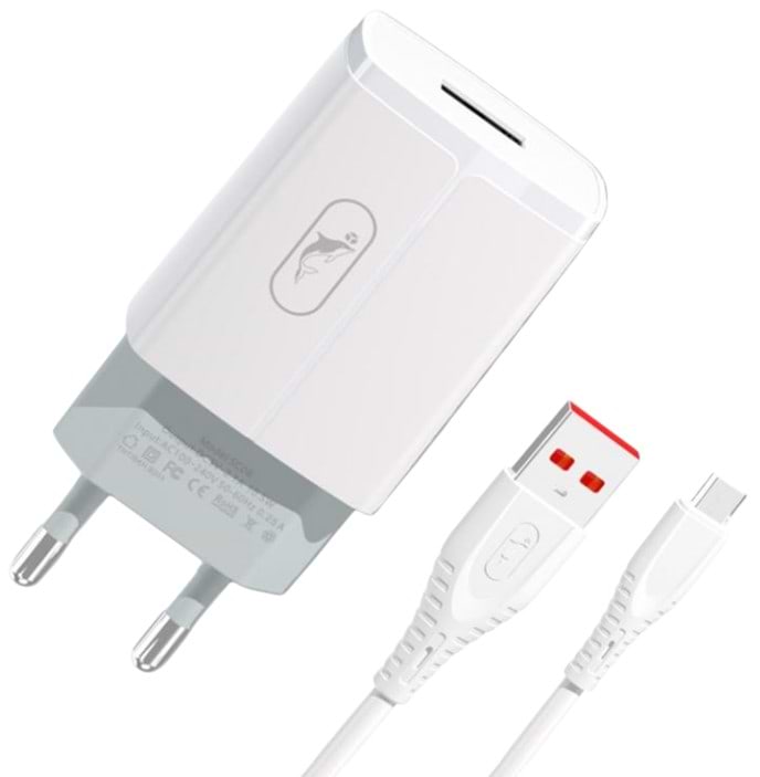 Мережевий зарядний пристрій SkyDolphin SC06V 1USBx2.4A White (SDMZP-000180) + кабель microUSB - Фото 1