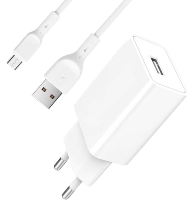 Мережевий зарядний пристрій SkyDolphin SC36V (1USB, 2.4A) White (SDMZP-000118)+кабель microUSB - Фото 1