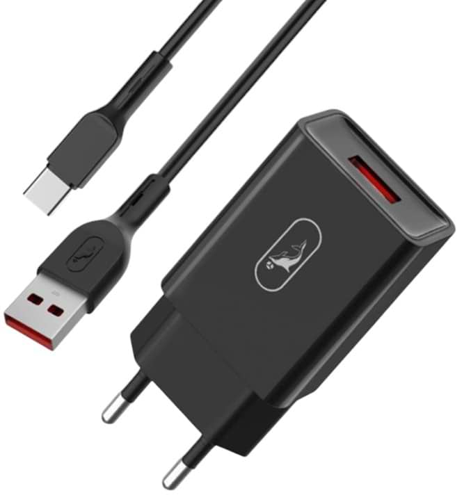 Сетевое зарядное устройство SkyDolphin SC36T 1USB, 2.4A Black (SDMZP-000175)+кабель USB Type-C