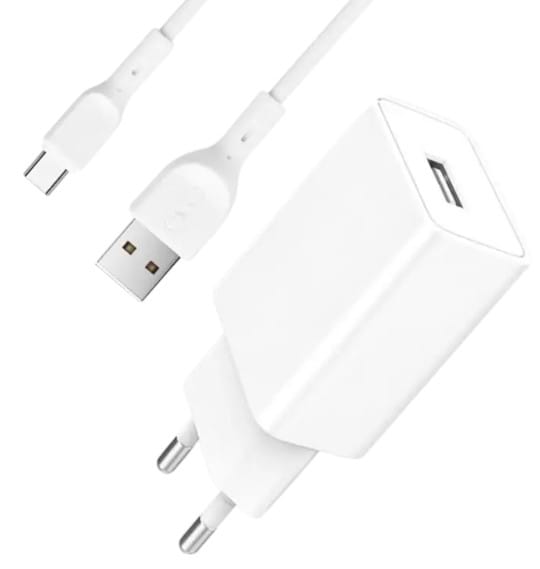 Фото - Мережевий зарядний пристрій SkyDolphin SC36T 1USB, 2.4A White (SDMZP-000117)+кабель Type-C