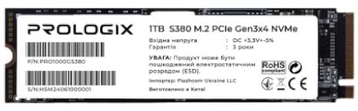SSD-накопитель внутренний ProLogix 1TB S380 M.2 2280 PCIe 3.0 x4 NVMe TLC (PRO1000GS380)