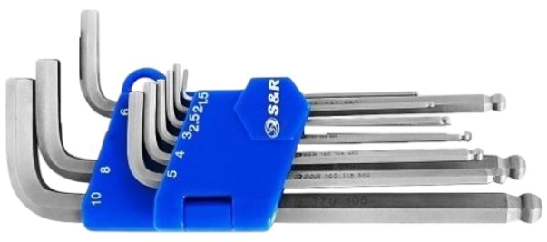 Набір шестигранних ключів S&R 1.5 - 10 мм 9 шт. (365302109)