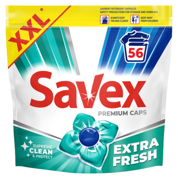 Капсули для прання SAVEX Super Caps Extra Fresh 56 шт. (3800024048159) - Фото 1