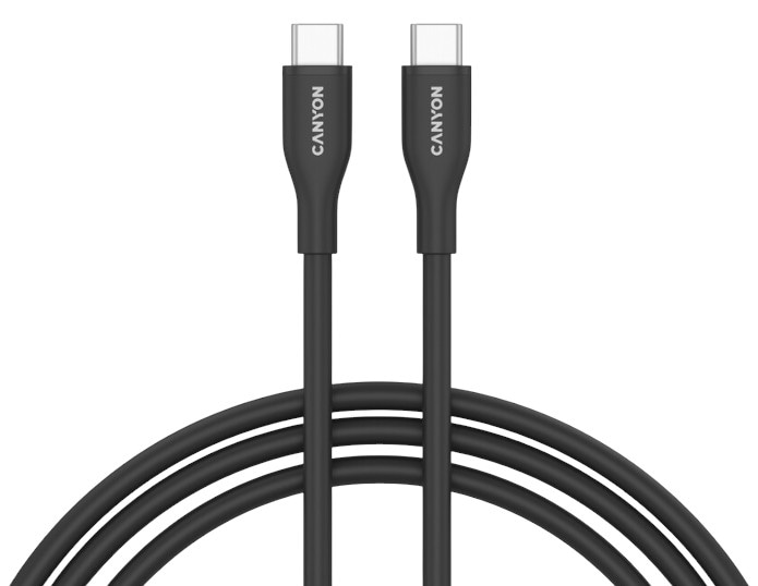 Кабель синхронізації даних Canyon CC60SC10 Type-C to Type-C 60W 1m Silicon Black (CNS-CC60SC10B)