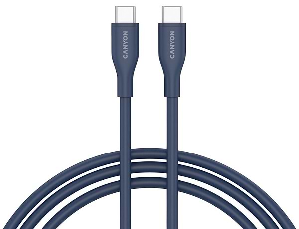 Фото - Кабель синхронизации данных Canyon CC60SC10 Type-C to Type-C 60W 1m Silicon Dark Blue (CNS-CC60SC10DB)