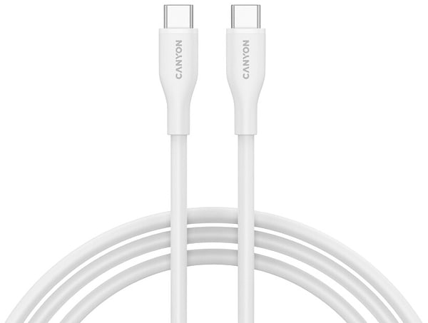 Фото - Кабель синхронизации данных Canyon CC60SC10 Type-C to Type-C 60W 1m Silicon White (CNS-CC60SC10W)