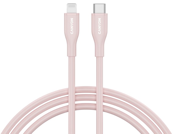 Кабель Canyon CLNM60 Type-C to Lightning 60W MFI 1m Silicon Pink (CNS-CLNM60SC10PS)
