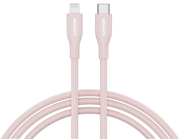 Фото - Кабель Canyon CLNM60 Type-C to Lightning 60W MFI 1m Silicon Pink (CNS-CLNM60SC10PS)