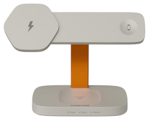 Фото - Беспроводное зарядное устройство Canyon Hexagon WCS-310 QI 3 in 1 Light Grey Orange (CNS-WCS310LGOR)