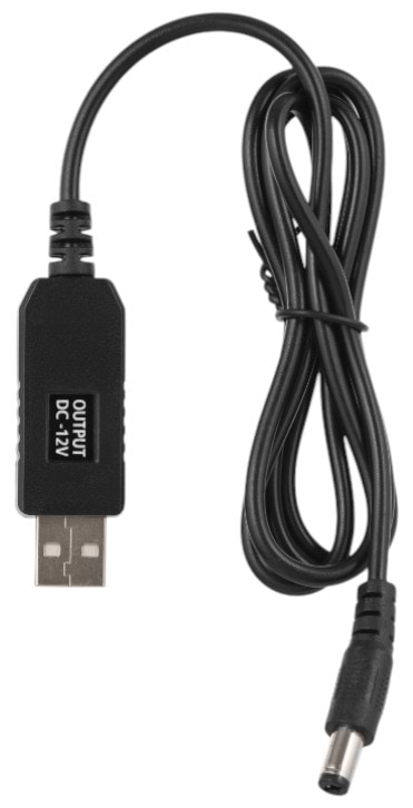 Кабель USB - DC 2E USB-A > DC 5.5х2.5мм (2E-CCAD12-BK)