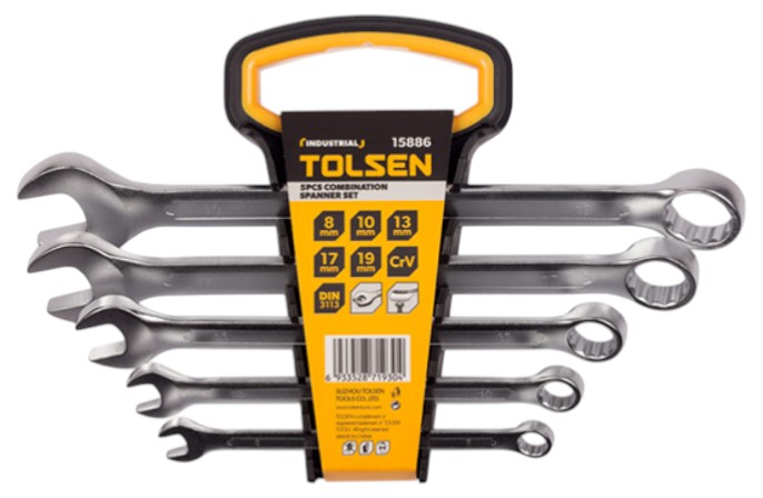 Набор комбинированных ключей Tolsen 8-19 мм 5 шт. (15886)