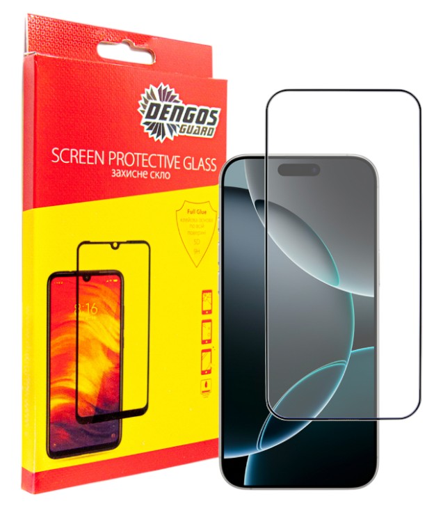 Захисне скло для смартфону DENGOS for Apple iPhone 16 Pro Max Black Full Glue (TGFG-369)