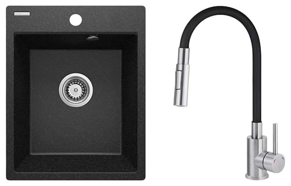 Фото - Мийка кухонна+змішувач Deante Corio ZRC_2103 + BOC_B740, графіт (ZRCD2103)