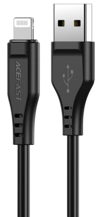 Кабель синхронізації даних AceFast USB 2.0 USB-A to Lighting, 1,2 м, 2,4A, TPE C3-02 Black (6974316280828)