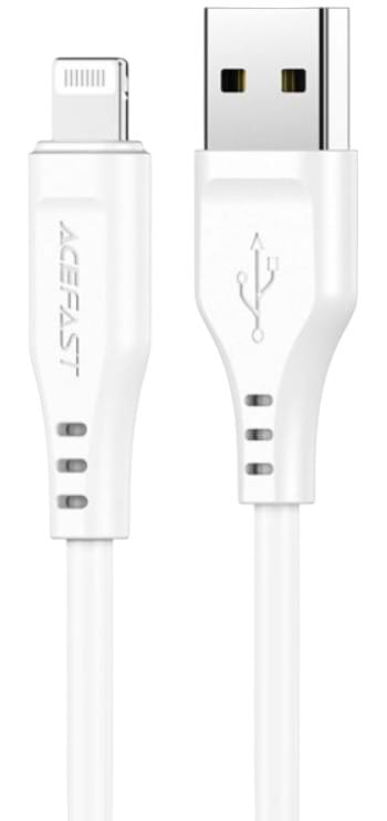 Кабель синхронізації даних AceFast USB 2.0 USB-A to Lighting, 1,2 м, 2,4A, TPE C3-02 White (6974316280835)