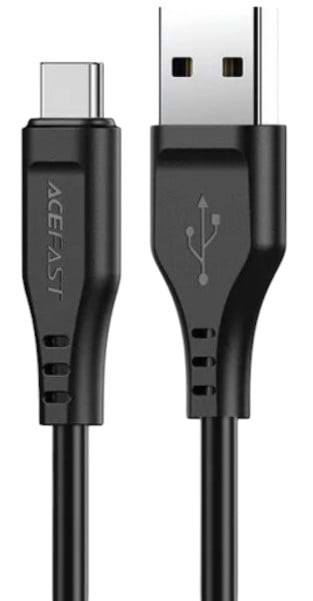 Кабель AceFast USB 2.0 USB-A to USB-C, 1,2 м, 3.0A, TPE C3-04 Black (6974316280866)