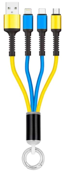 Фото - Кабель синхронизации данных Gelius Splitter GP-UC130 3in1 Yellow/Blue (90471)
