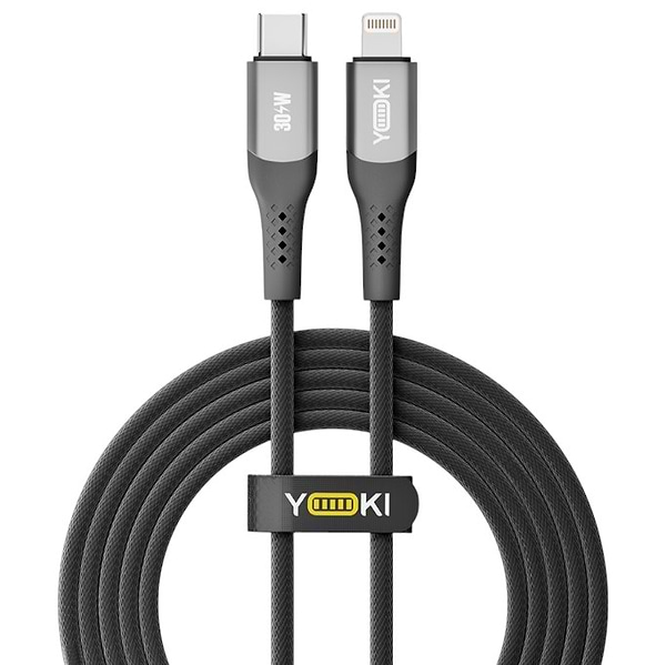 Фото - Кабель синхронізації даних YOKI SOLID Type-C to Lightning 30W 2m Black (YK-SO15) Фото - Кабель синхронізації даних YOKI SOLID Type-C to Lightning 30W 2m Black (YK-SO15)