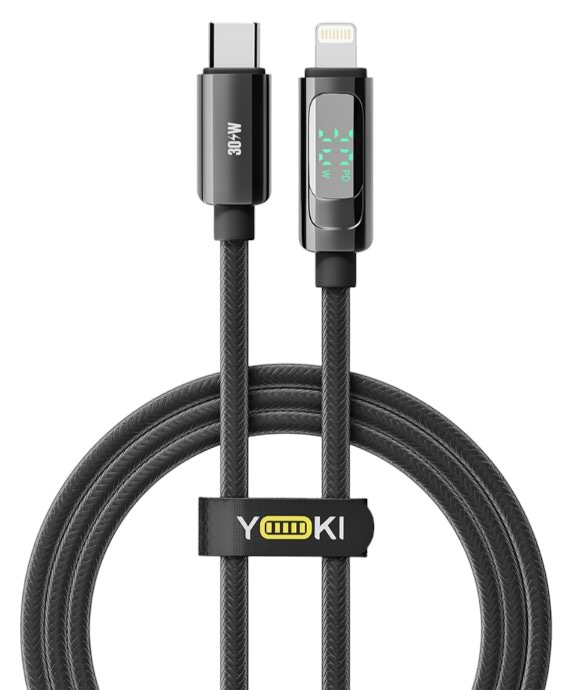 Фото - Кабель синхронізації даних YOKI DISPLAY Type-C to Lightning 30W 1.2m Black (YK-DI88)