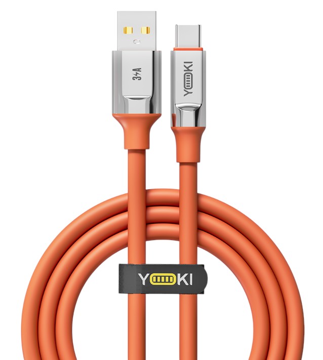 Кабель синхронизации данных YOKI ULTRA Type-C 3A 1.2m Orange (YK-UL61)